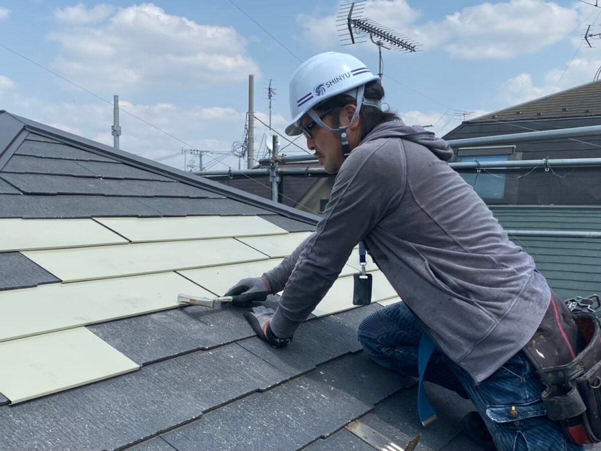 東京都江戸川区　屋根塗装工事　スレート屋根の補修