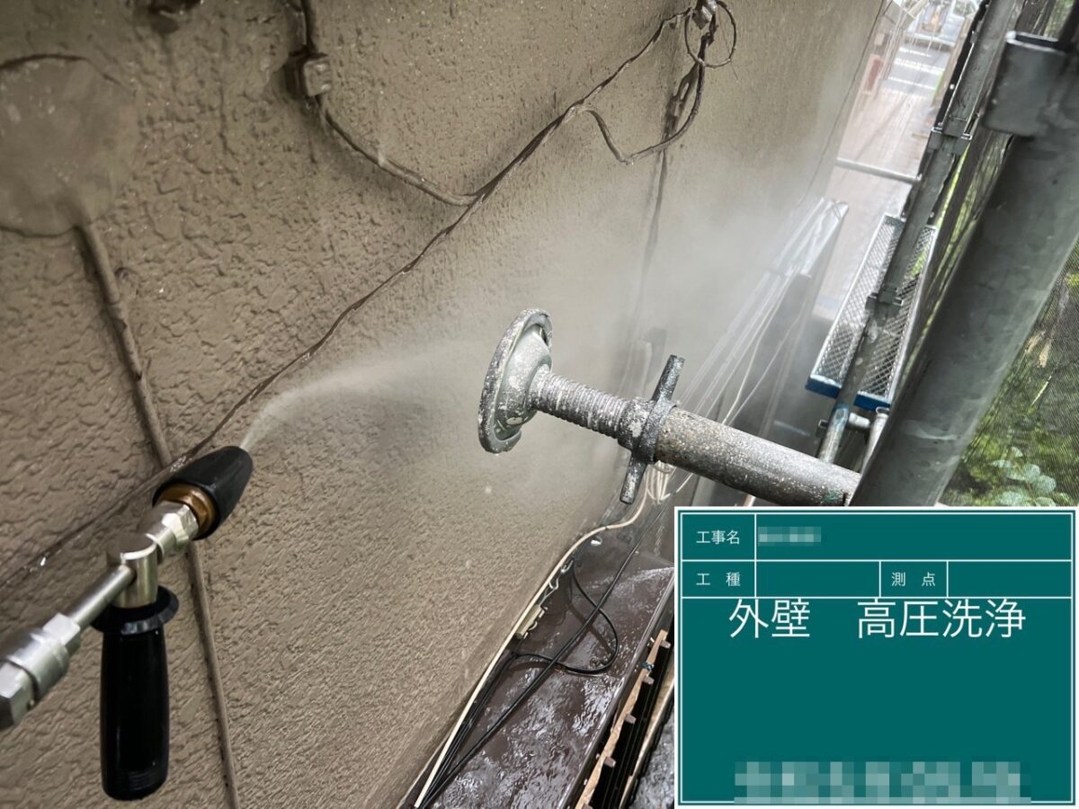 東京都墨田区　F様邸　外壁塗装工事　高圧洗浄作業を行いました！